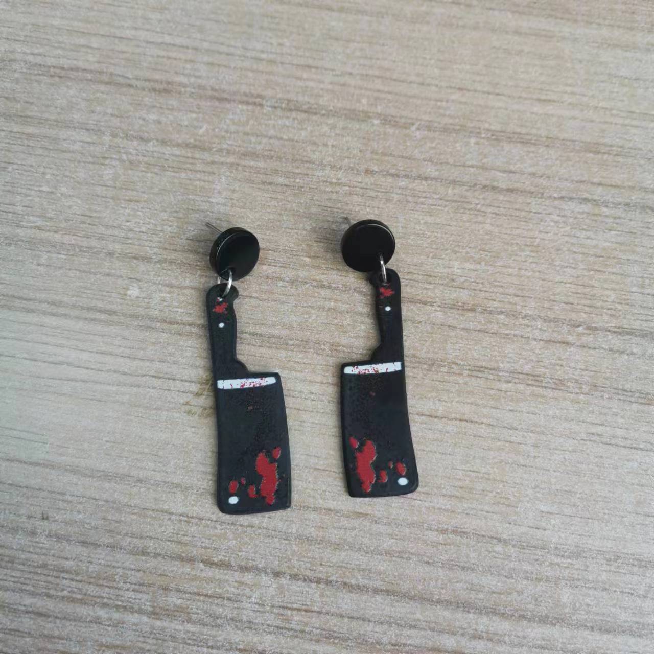 Halloween Women Horror Funny Acrylic Knife Earrings