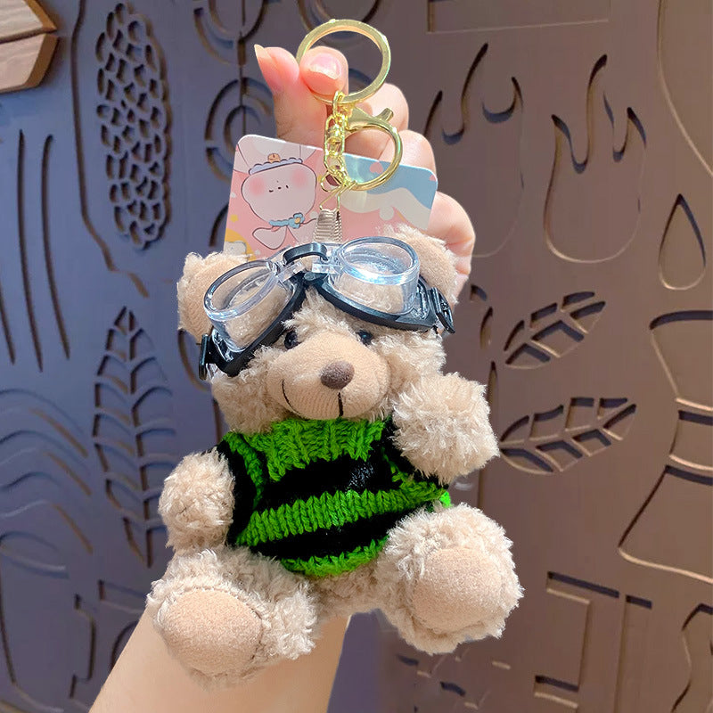 Cartoon Plush Bear Keychain with Colorful Sweater Styles