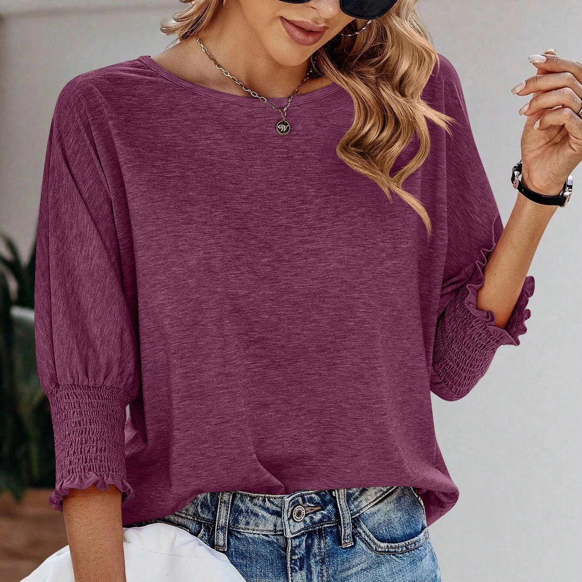 Women Casual Cotton Long-Sleeve Loose T-Shirt