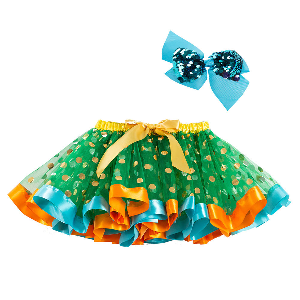 Kids Toddler Girls Halloween Pumpkin Skirt with Sequin Bow