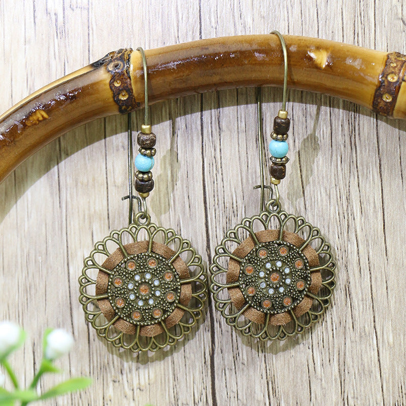 Boucles d'oreilles à pompons créatives de style ethnique bohème rétro