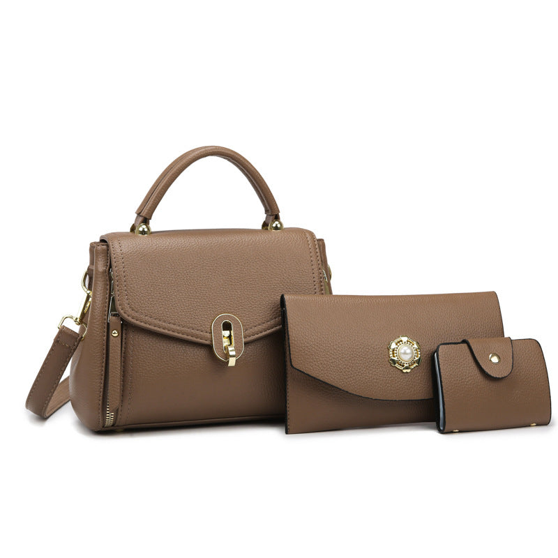 Elegante conjunto de bolso de mano de gran capacidad en color sólido