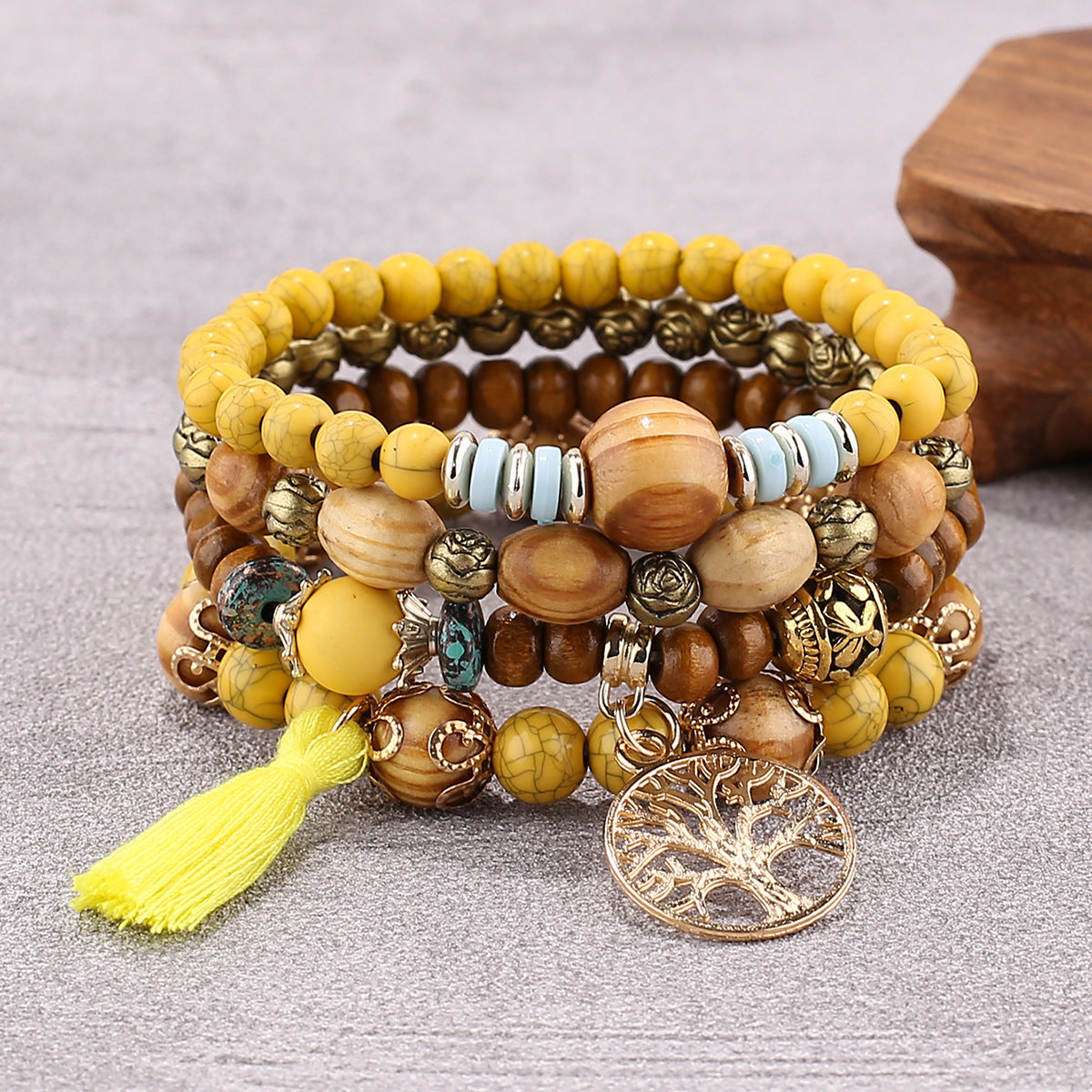 Bohemian Style Multi-Layer Wooden Beaded Bracelet