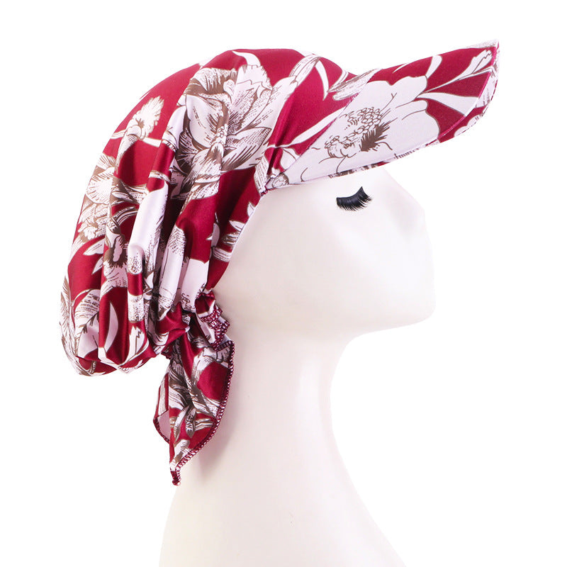 Women Casual Cashew Printed Long Lace-Up Hat