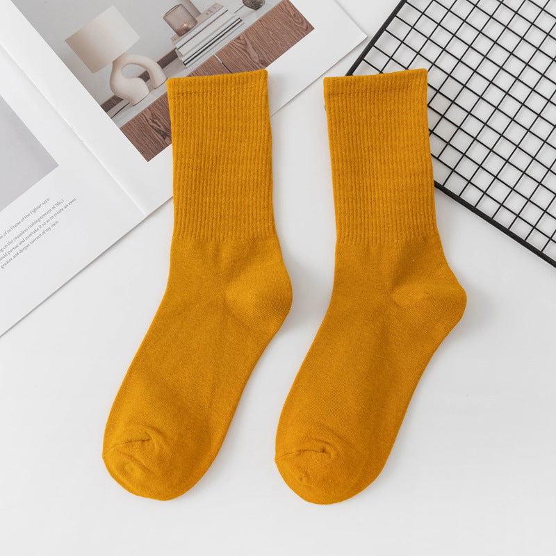 Calcetines de algodón hasta la rodilla de color liso para mujer