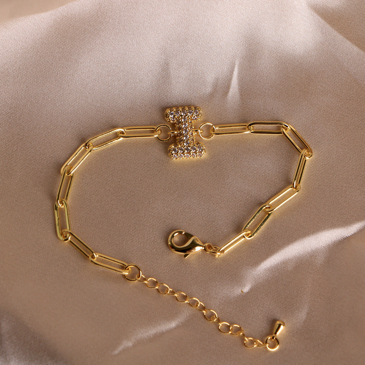 Fashion 26 Zircon Alphabet Clip Chain Bracelet