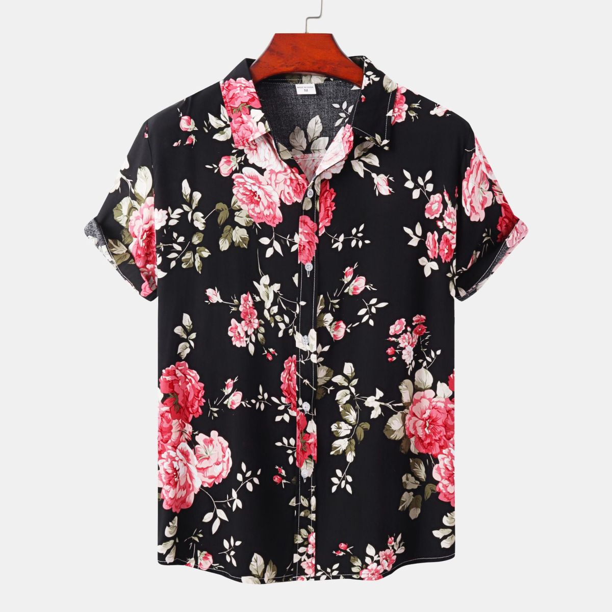 Camisa informal de vacaciones para hombre con estampado de flores diminutas en 3D