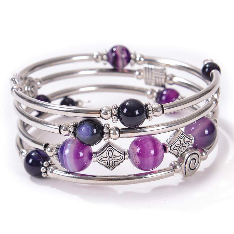 Pulsera de turquesa natural bohemia de moda para mujer
