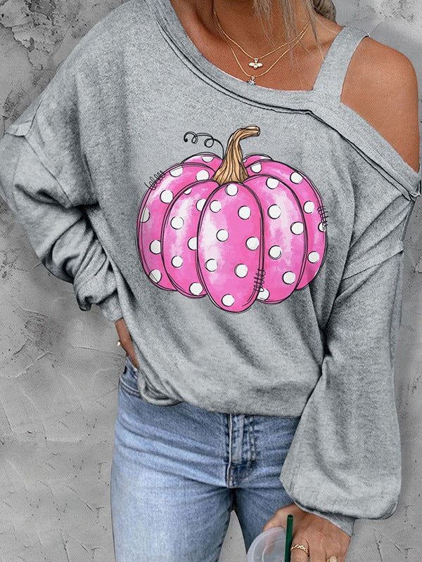 Sudadera con hombros descubiertos y efecto 3D para Halloween para mujer