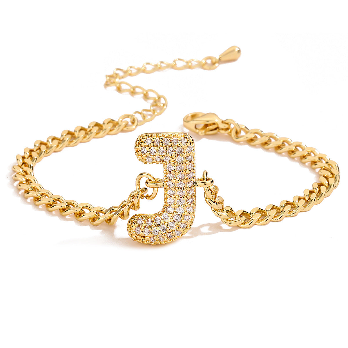 Pulsera de alfabeto de circonitas de moda 26