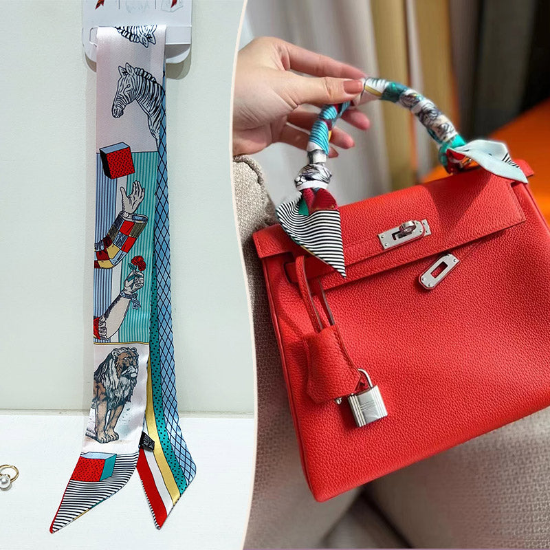 Fashion Printed Ribbon Tie Bag Handle Scarf