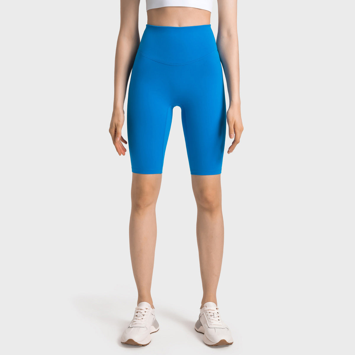 Pantalones cortos de yoga de cintura alta de color sólido casuales de moda para mujer