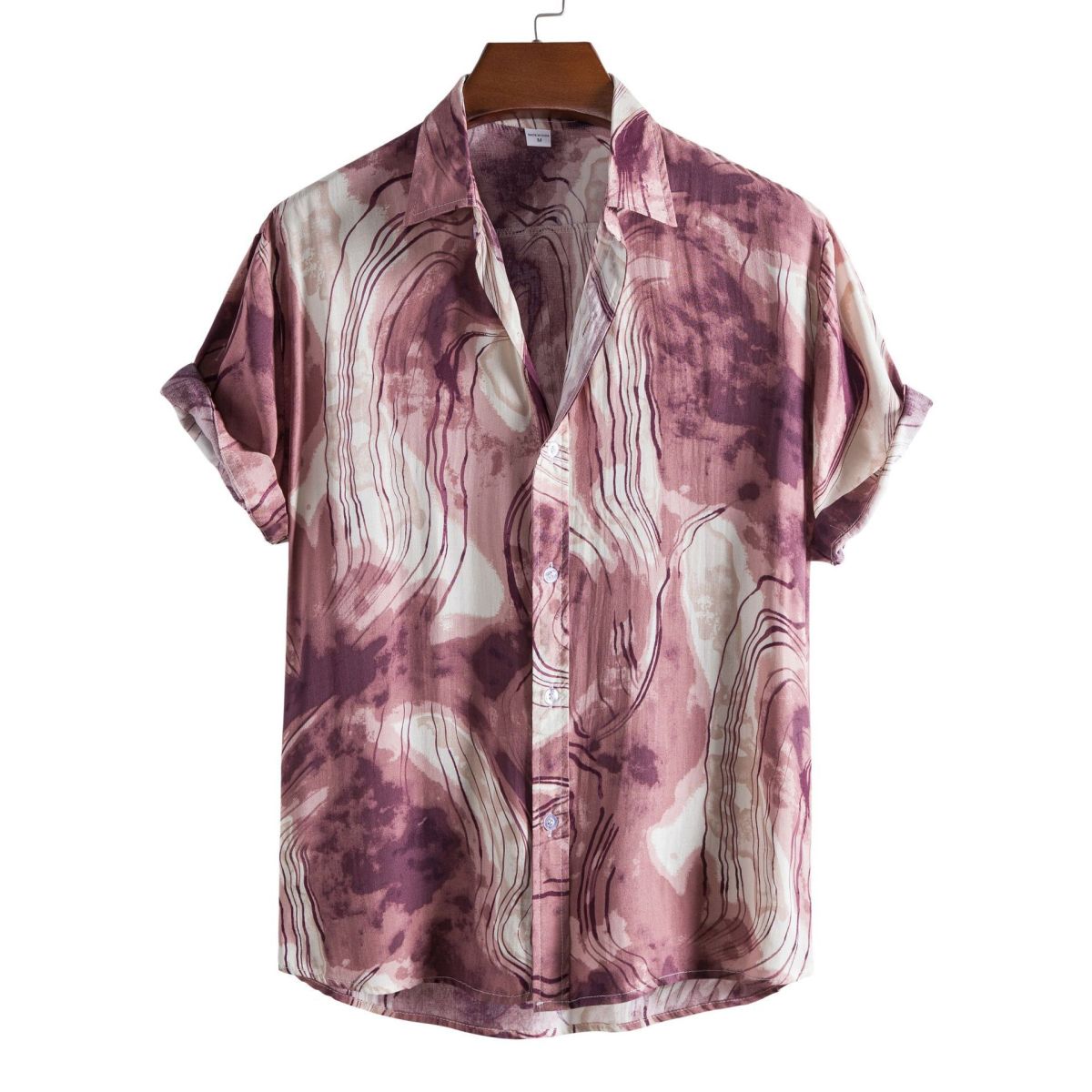 Camisa informal de vacaciones para hombre con estampado de flores diminutas en 3D
