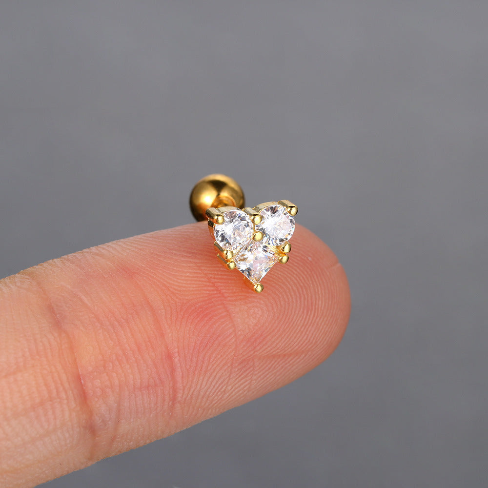 Zircon Butterfly Heart-Shaped Titanium Steel Earring