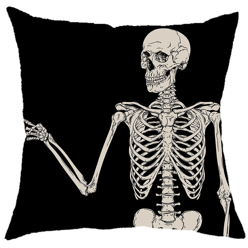 Halloween Pumpkin Skull Print Linen Sofa Cushion Cover