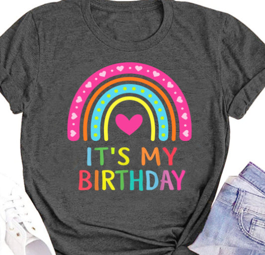 Camiseta informal de algodón con estampado de manga corta para mujer