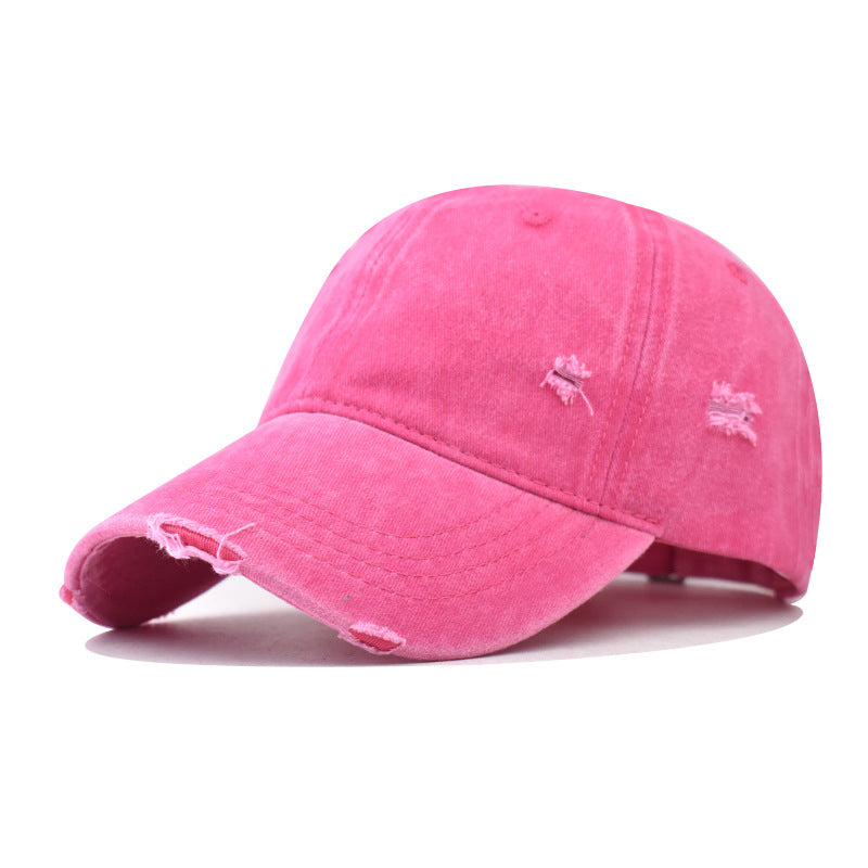 Fashion Casual Solid Color Ripped Baseball Cap Cotton Unisex Style