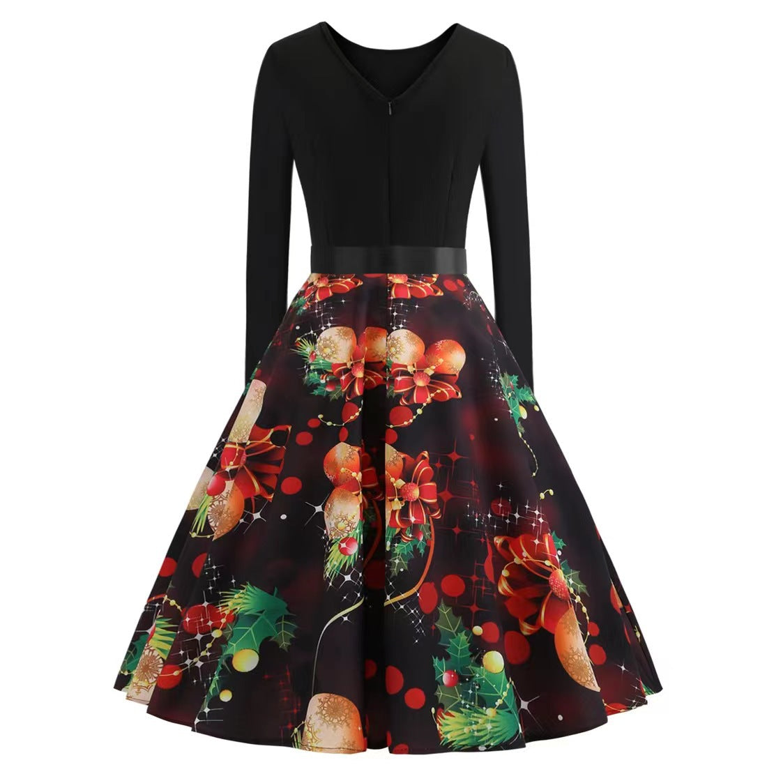 Vestido de manga larga de otoño con estampado de dibujos animados para mujer