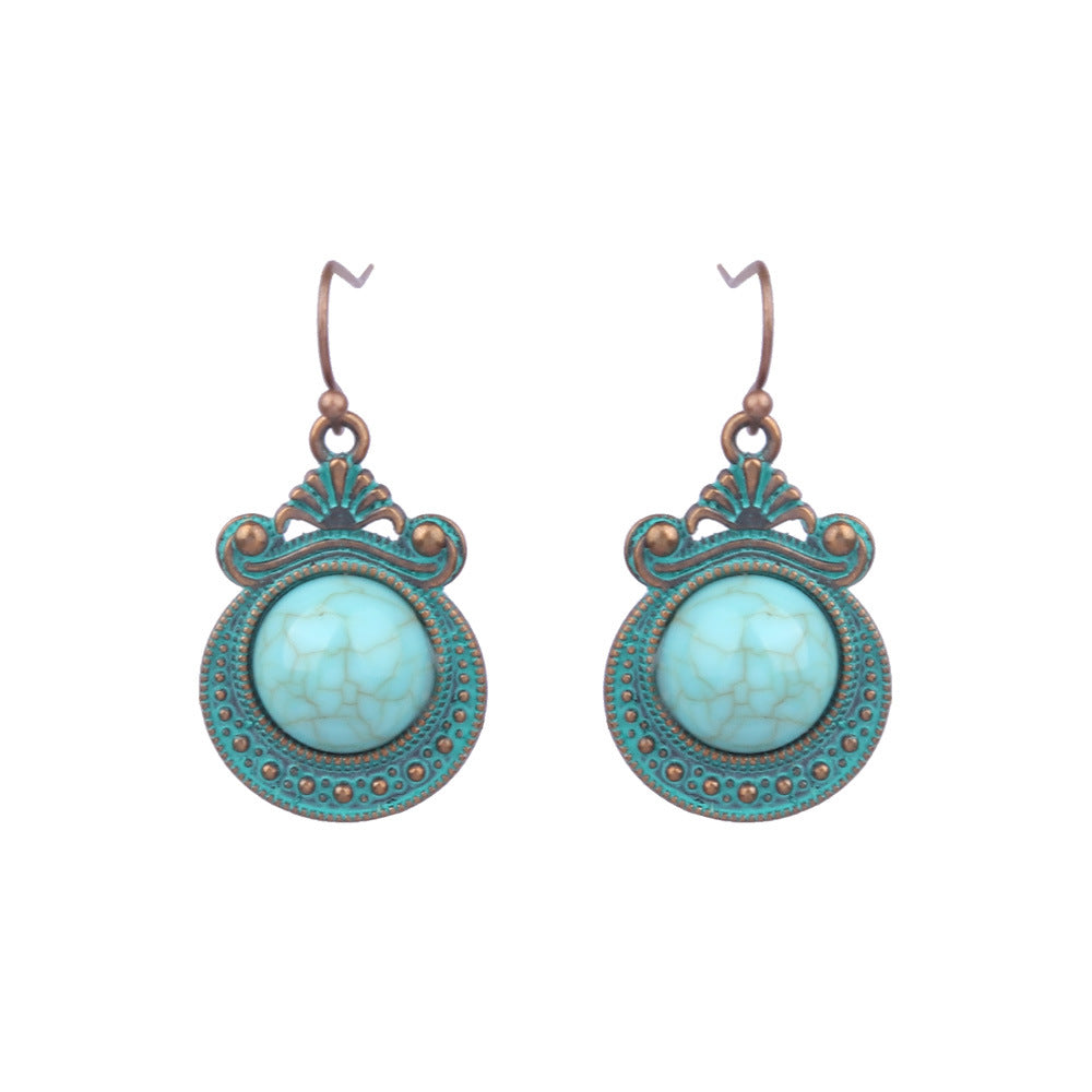 Boucles d'oreilles turquoise de style ethnique bohème