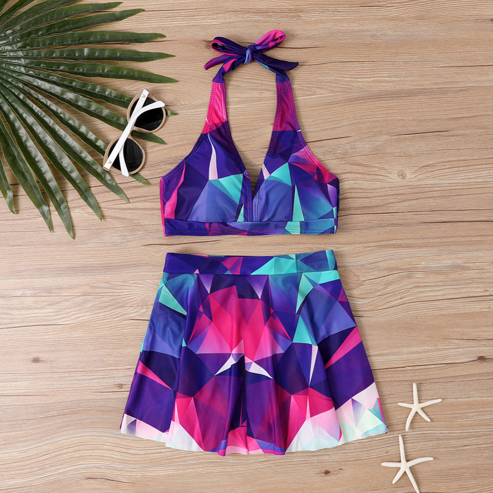 Maillot de bain bikini à lacets et imprimé tendance pour femme