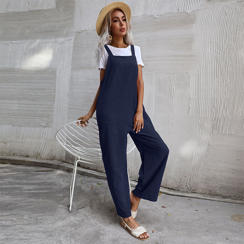 Cozy Cotton Linen Women's Sleeveless Jumpsuit