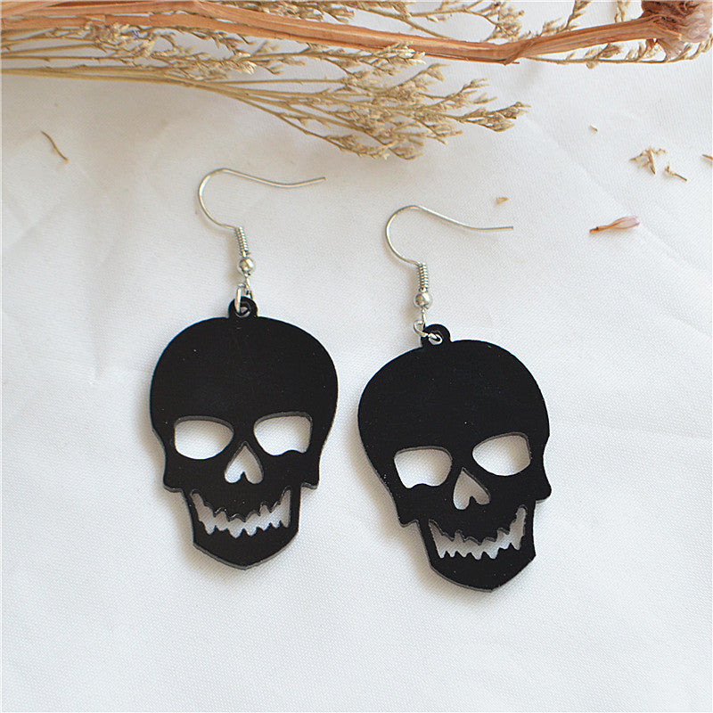Pendientes colgantes de acrílico con diseño de esqueleto de Halloween para mujer