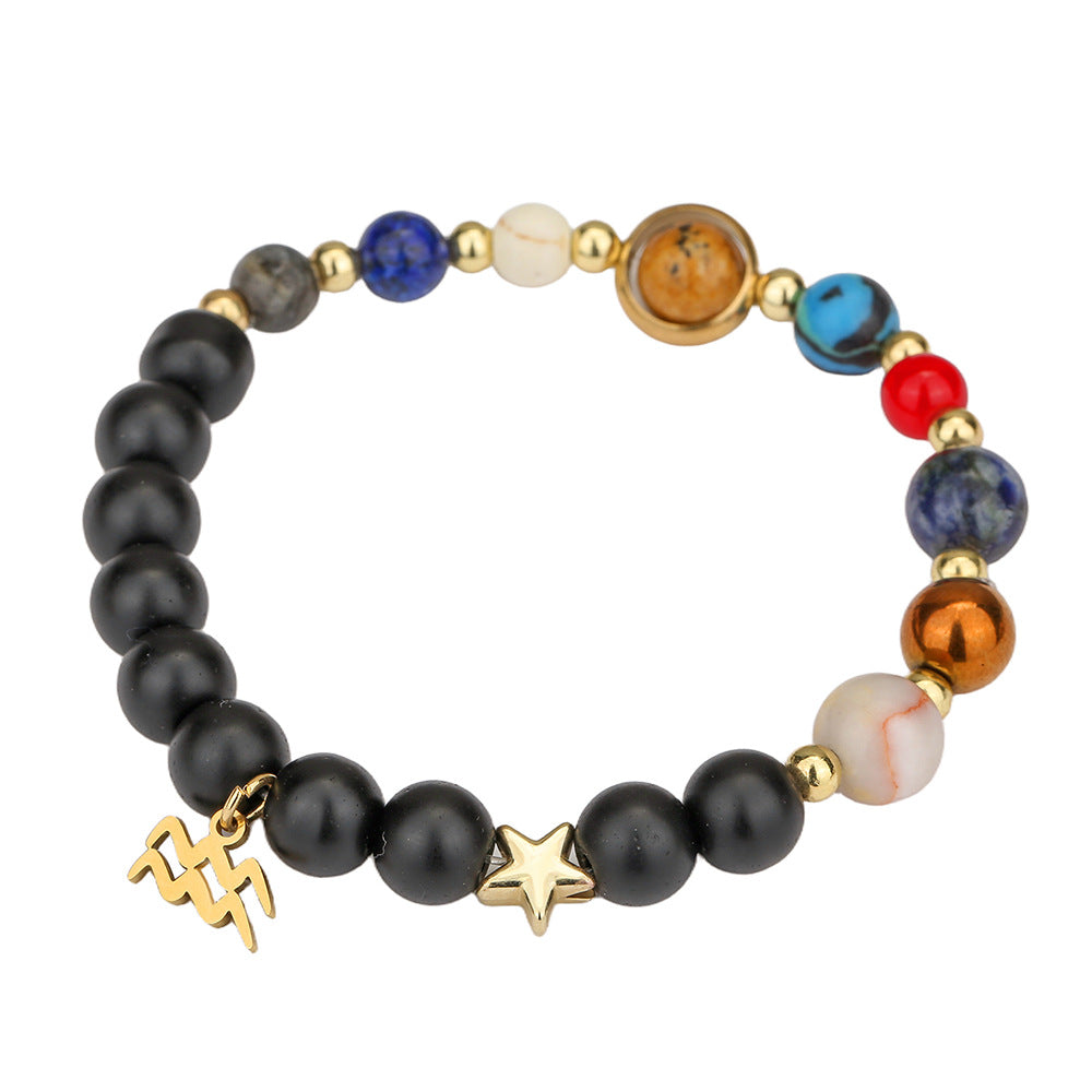 Fashion 12 Constellation Handmade Beaded Bracelet with Stainless Steel and Alloy
