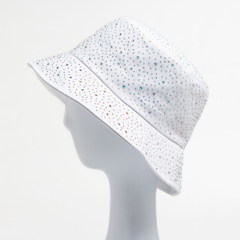 Women Simple Fashion Rhinestone Sunshade Bucket Hats