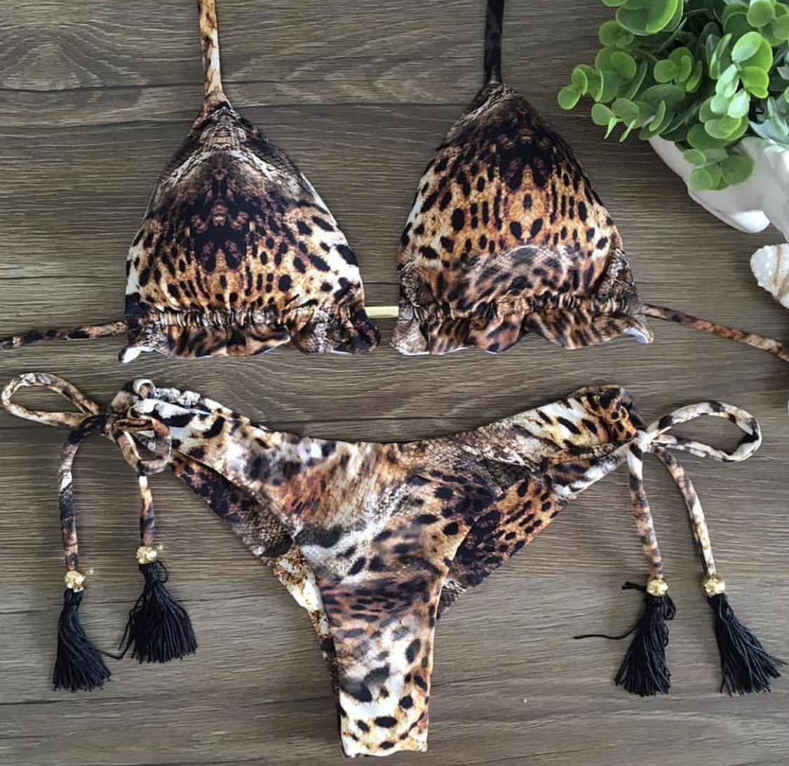 Maillot de bain bikini dos nu imprimé sexy pour femme
