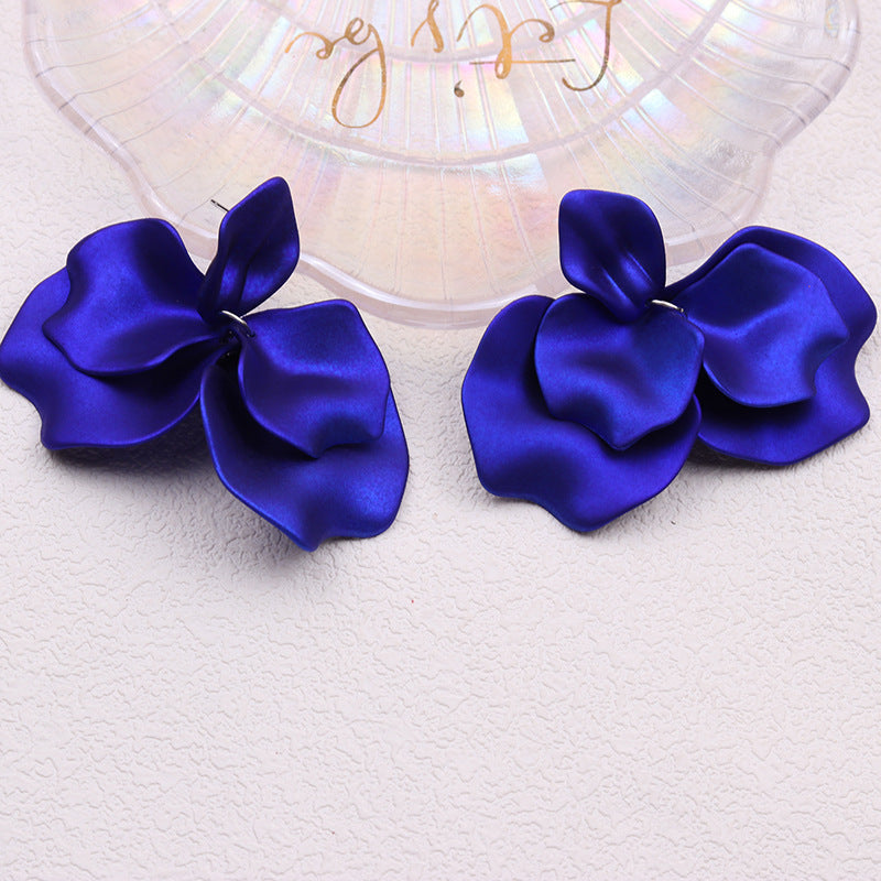 Bohemian Solid Color Petal Tassel Acrylic Earrings