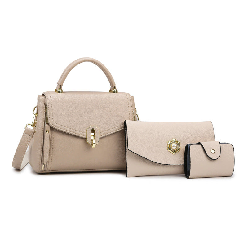 Elegante conjunto de bolso de mano de gran capacidad en color sólido