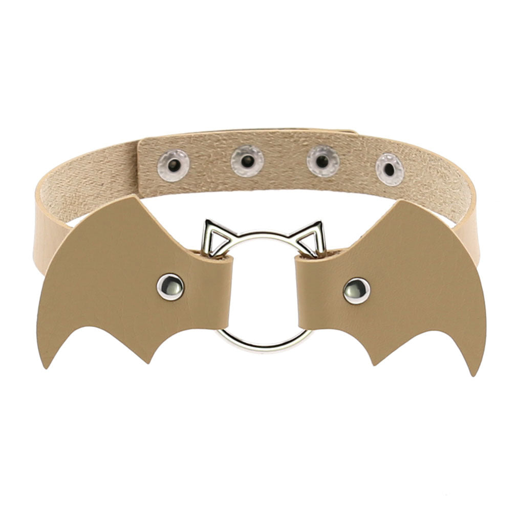 Halloween Women Gothic Bat Pu Leather Chokers