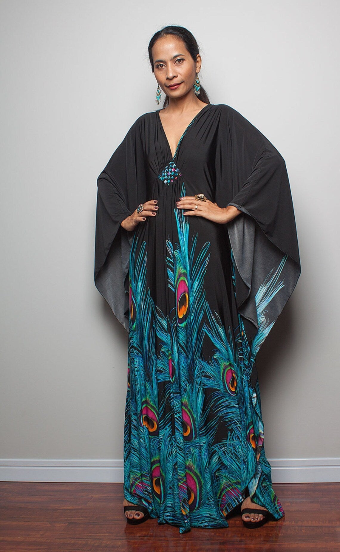 Robe de plage ample en polyester imprimé