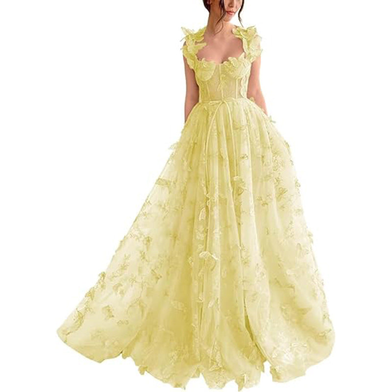 Vestido de fiesta elegante con abertura de encaje para mujer