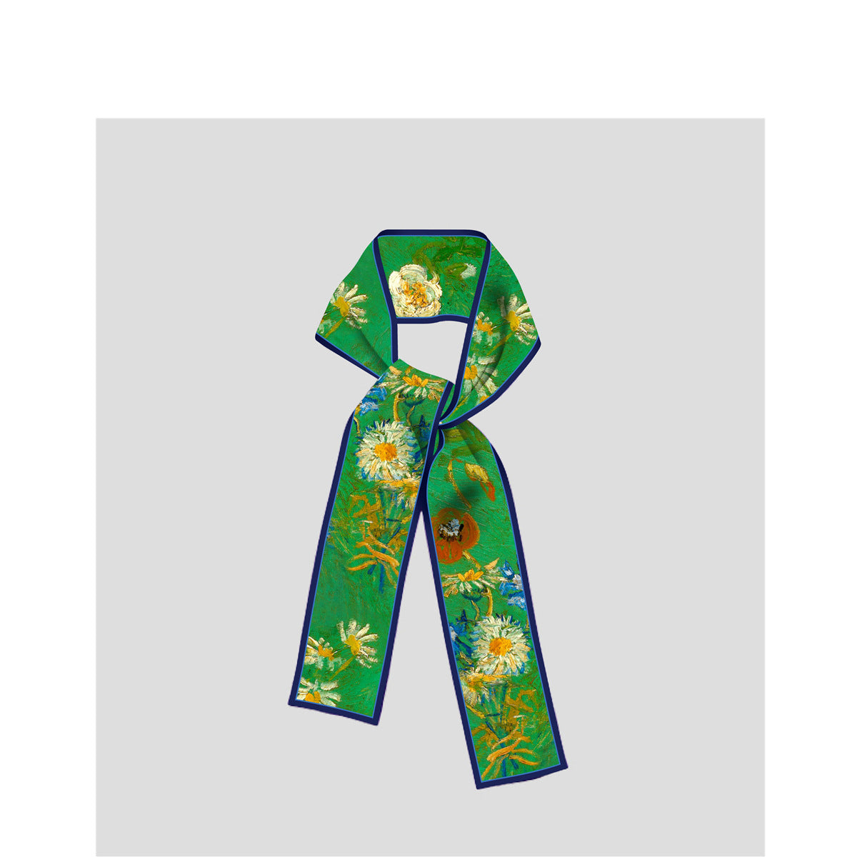 Bufanda de seda estampada con pintura al óleo de Van Gogh de moda para mujer