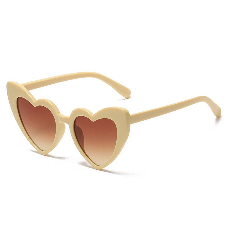 Retro Heart Shaped Sunglasses Resin Frame Literature and Art Style