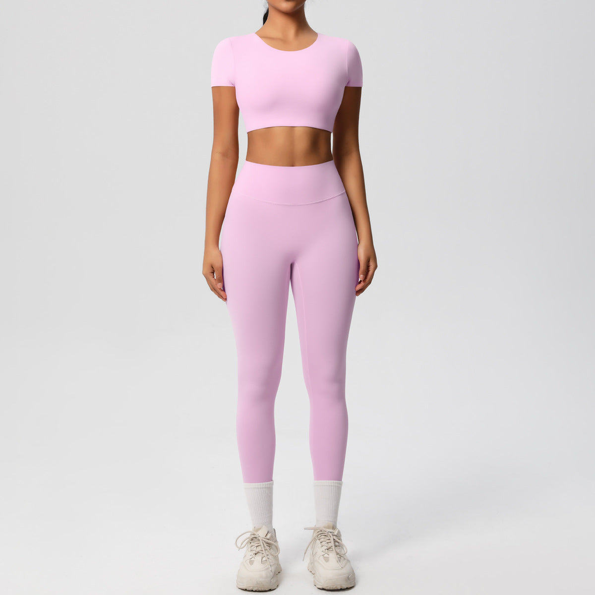 Ensemble de sport deux pièces de yoga pour femmes, couleur unie