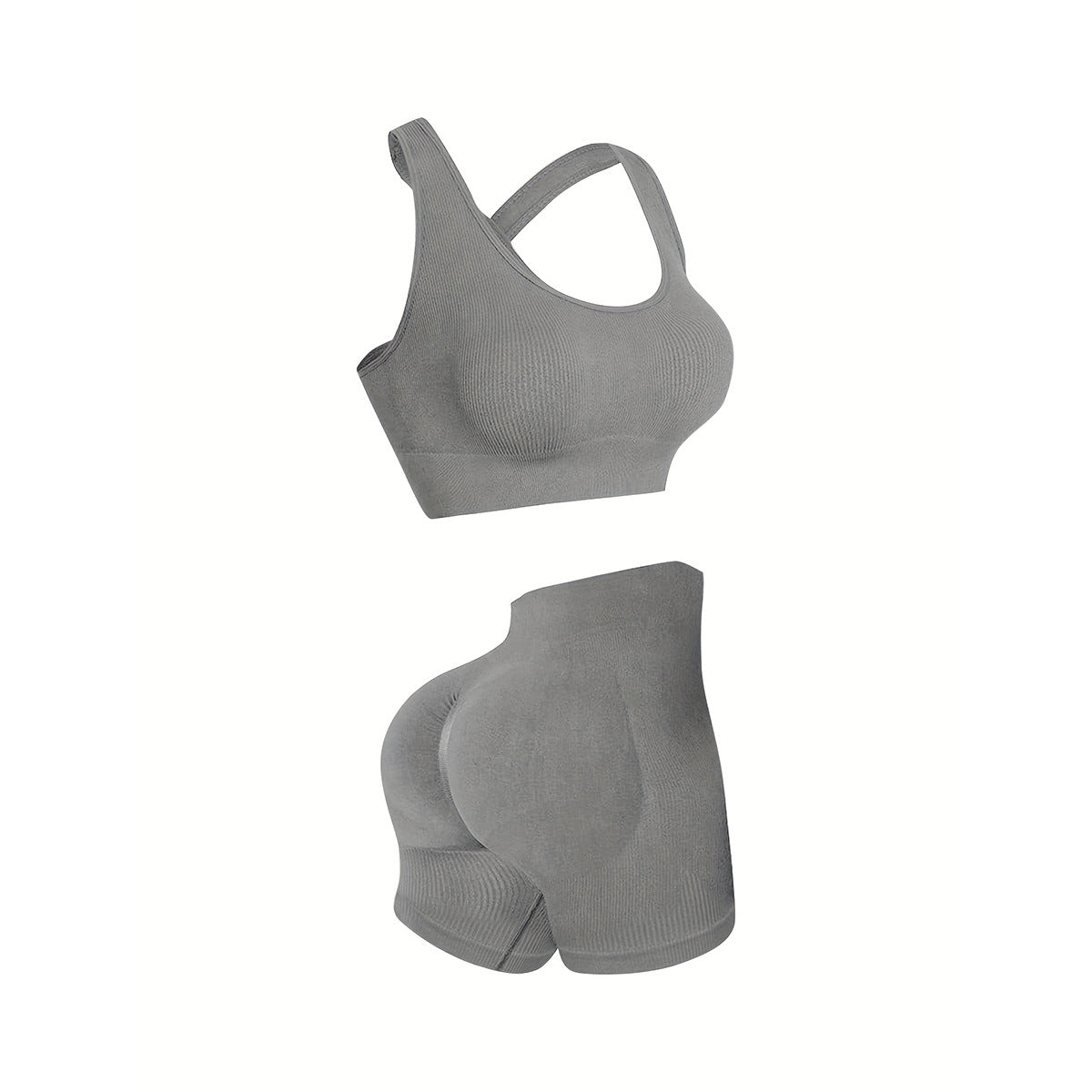 Women Yoga Solid Vest And Shorts Two-Piece Set