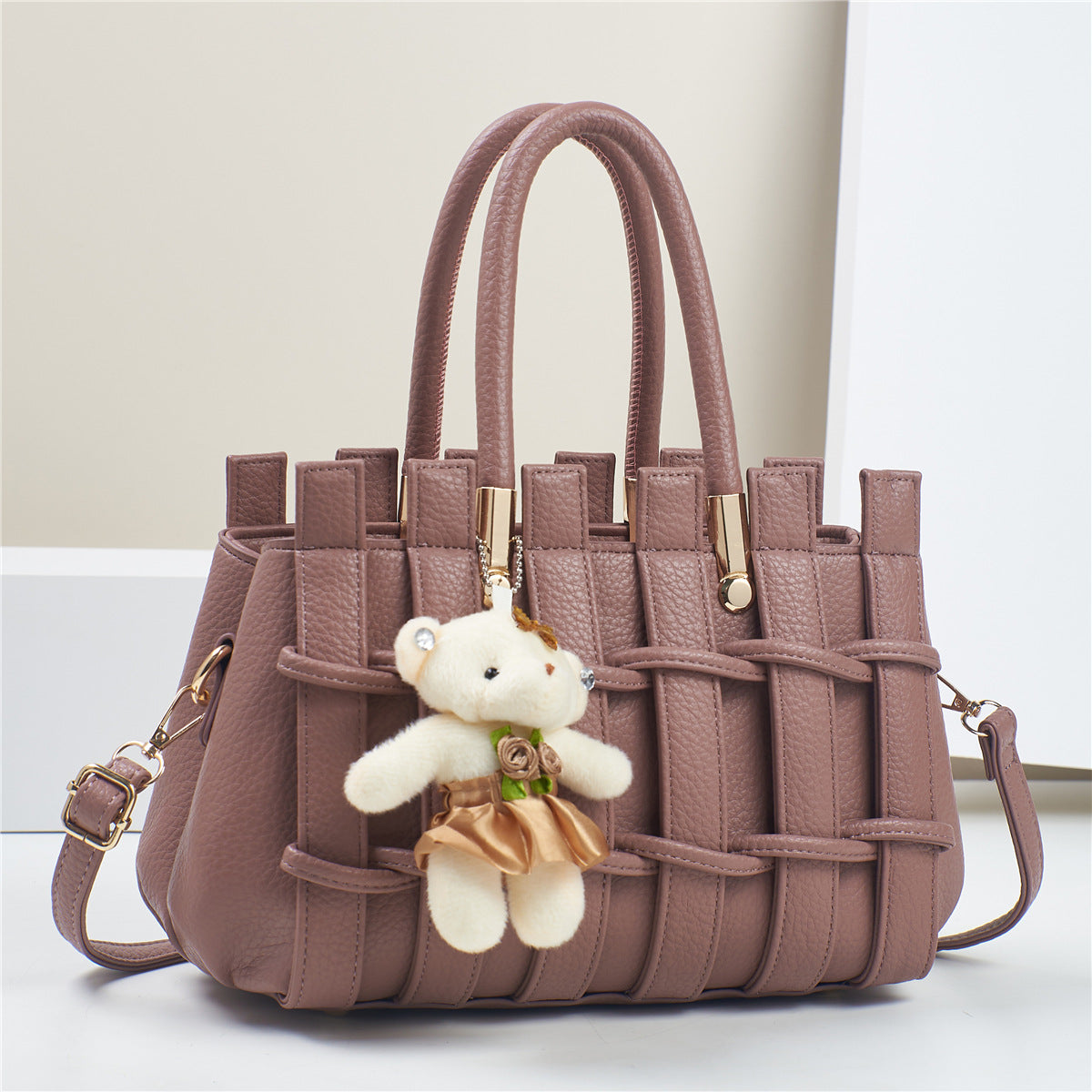 Sac fourre-tout tissé à la main de grande capacité, décontracté et tendance, couleur unie, pour femmes