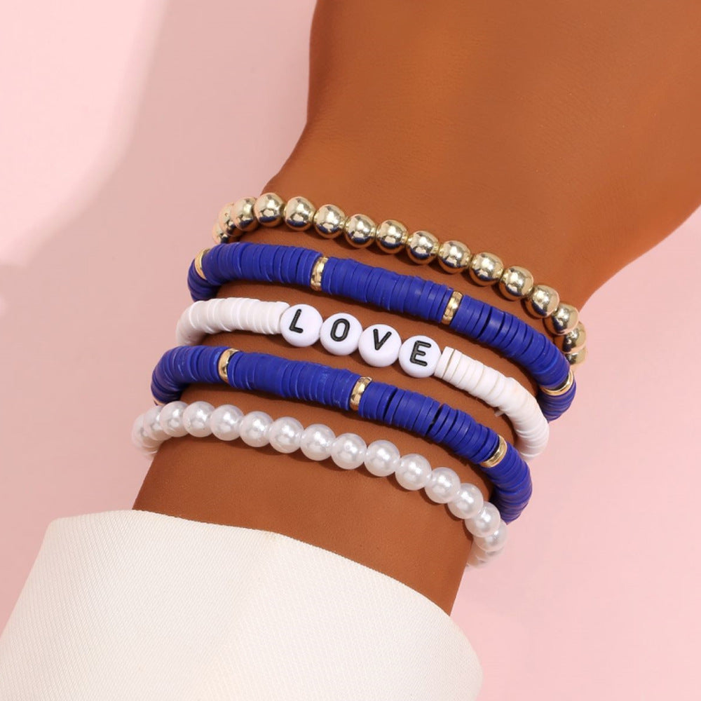 Unisex Bohemian Colorful Polymer Clay Bracelet Set