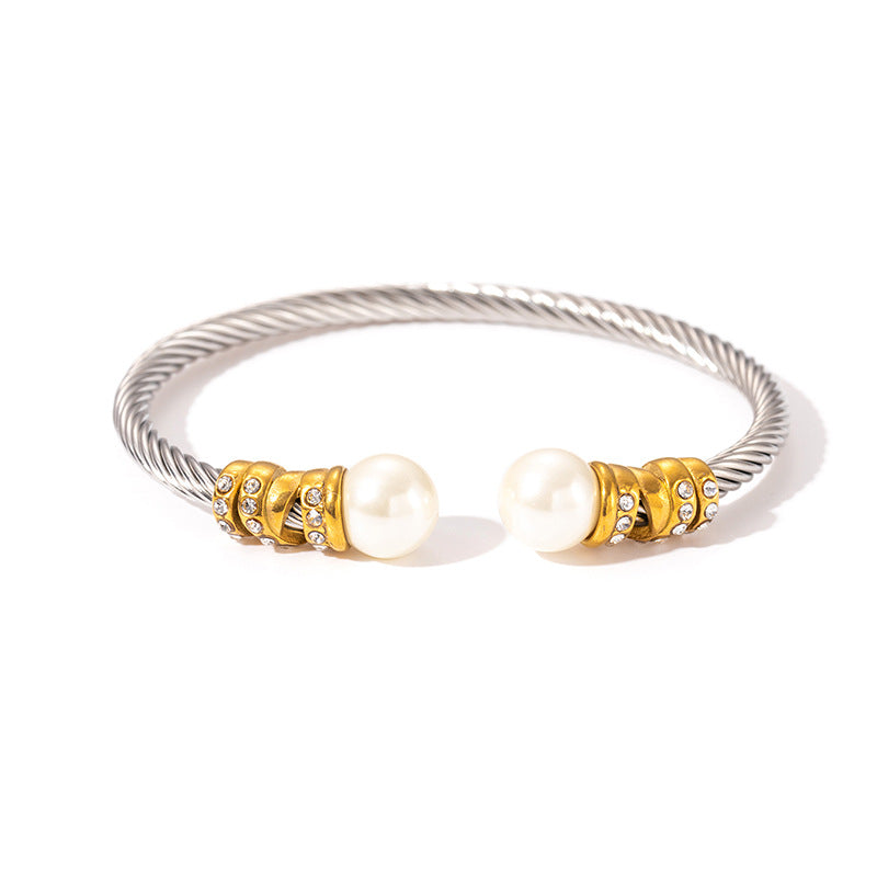 Women Fashion Steel Wire Rope Titanium Steel Twist Bracelet