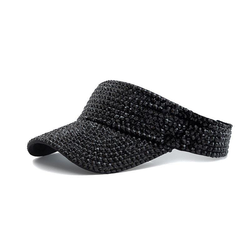 Sombrero de verano para exteriores con protección solar y diamantes de imitación