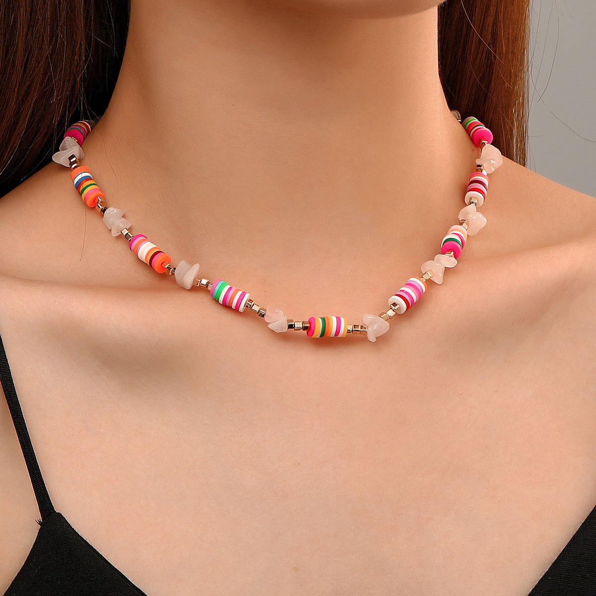 Collar bohemio de cuentas multicolores para mujer