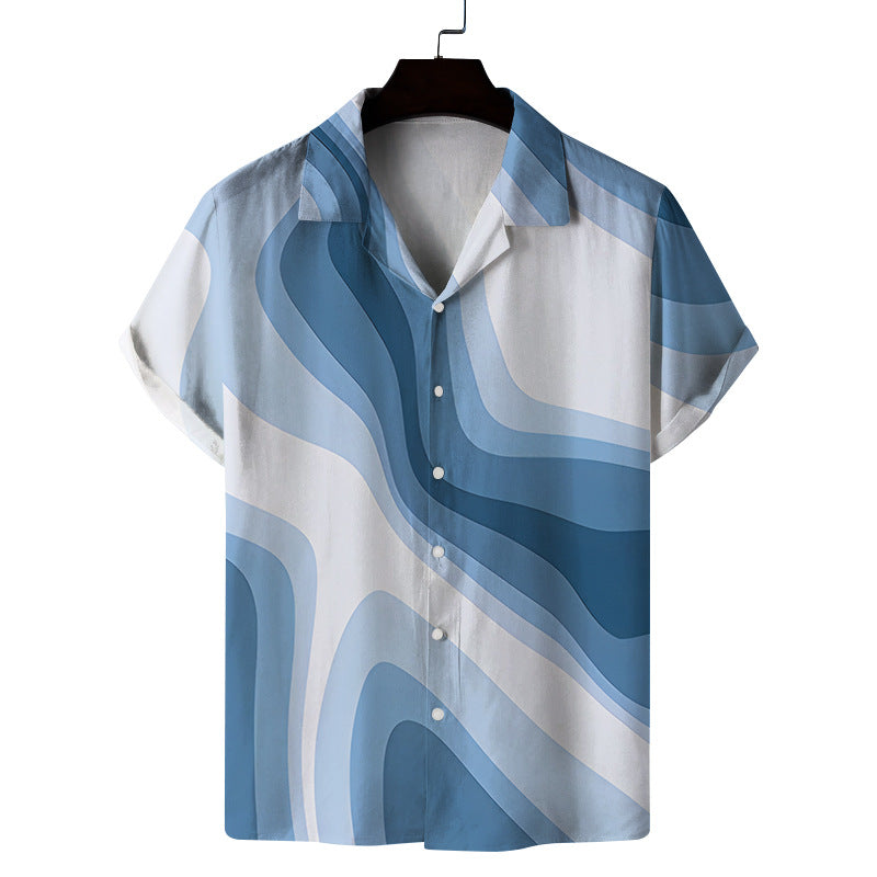 Camisa informal con solapa y estampado de mariposas 3D para hombre
