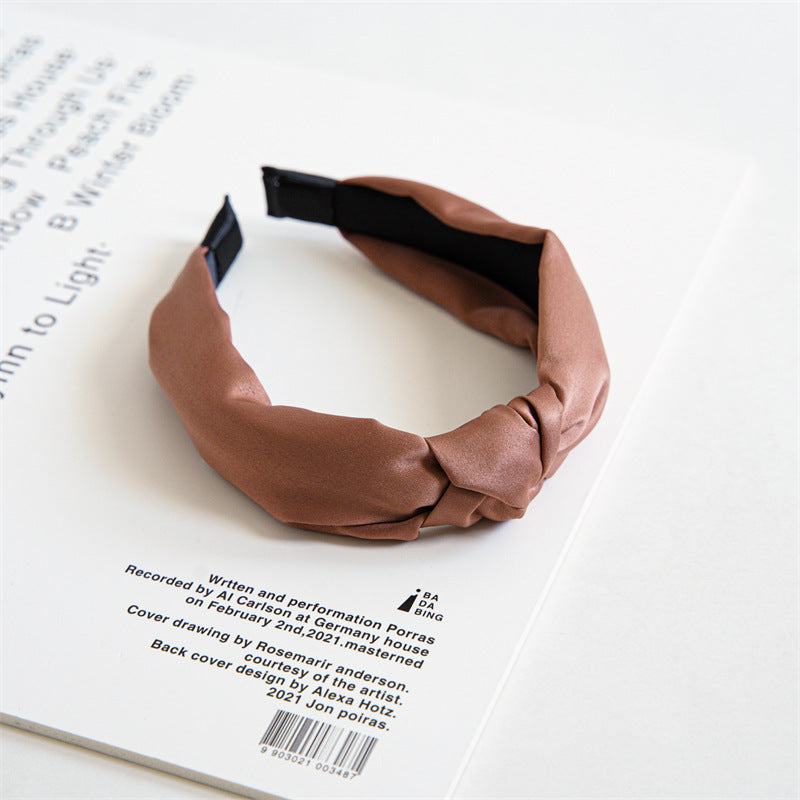 Bandeau à cheveux rétro en satin pour femme, accessoire de coiffure de couleur unie pour un look élégant