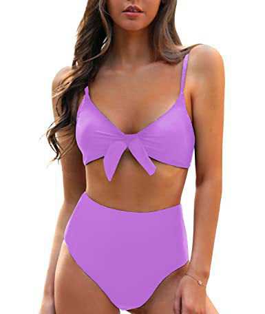 Traje de baño bikini sexy de color sólido con cordones para mujer