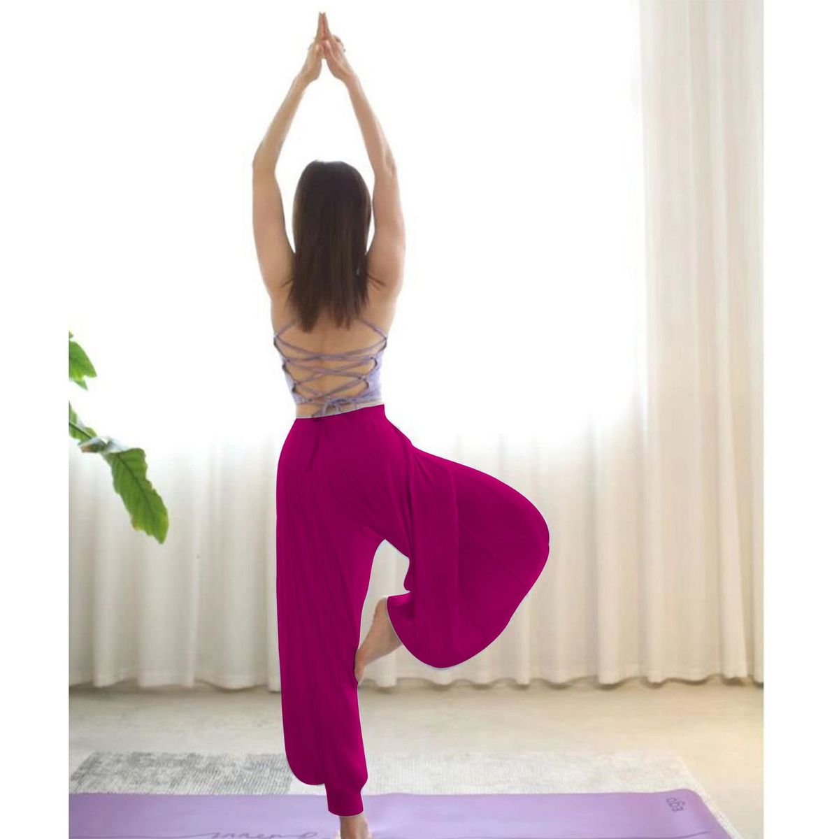 Women Casual Solid Color Loose Yoga Pants