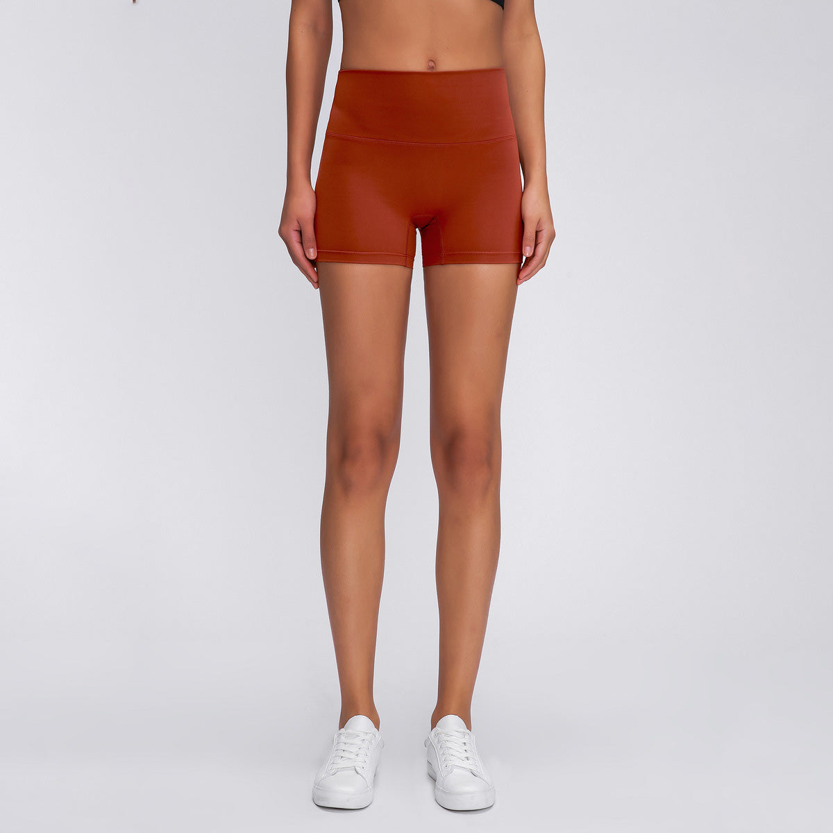 Short de yoga extensible décontracté de couleur unie pour femme