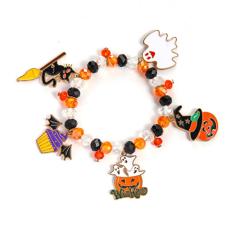 Pulsera fantasma con cabeza de calabaza esmaltada para Halloween