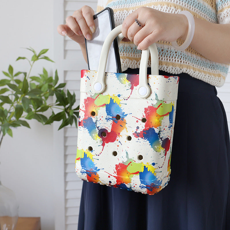 Sac à trou imprimé dessin animé tendance, sac en gelée EVA pour femmes et enfants